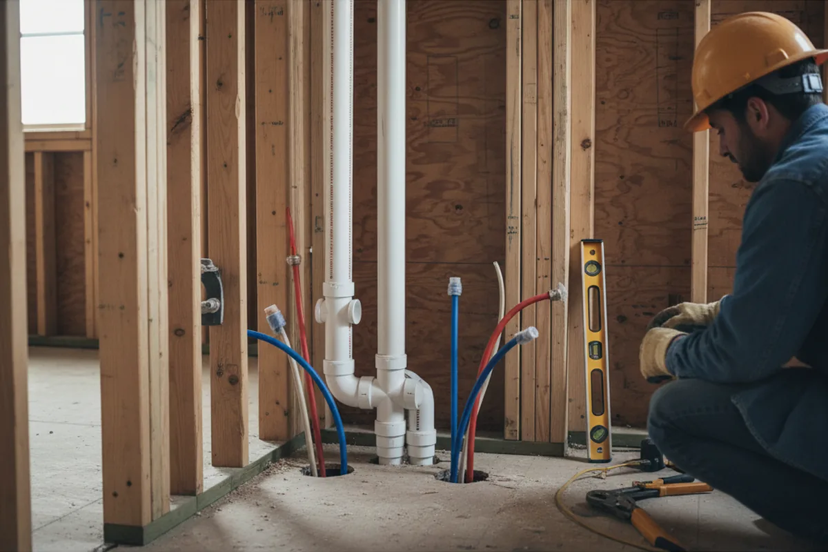 Drain and supply rough-in during Leak Detection in Pine City